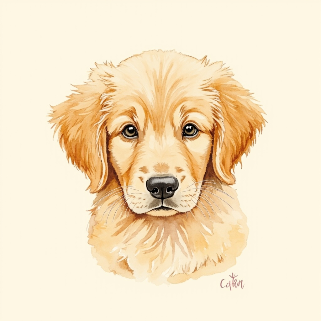 golden retriever watercolor